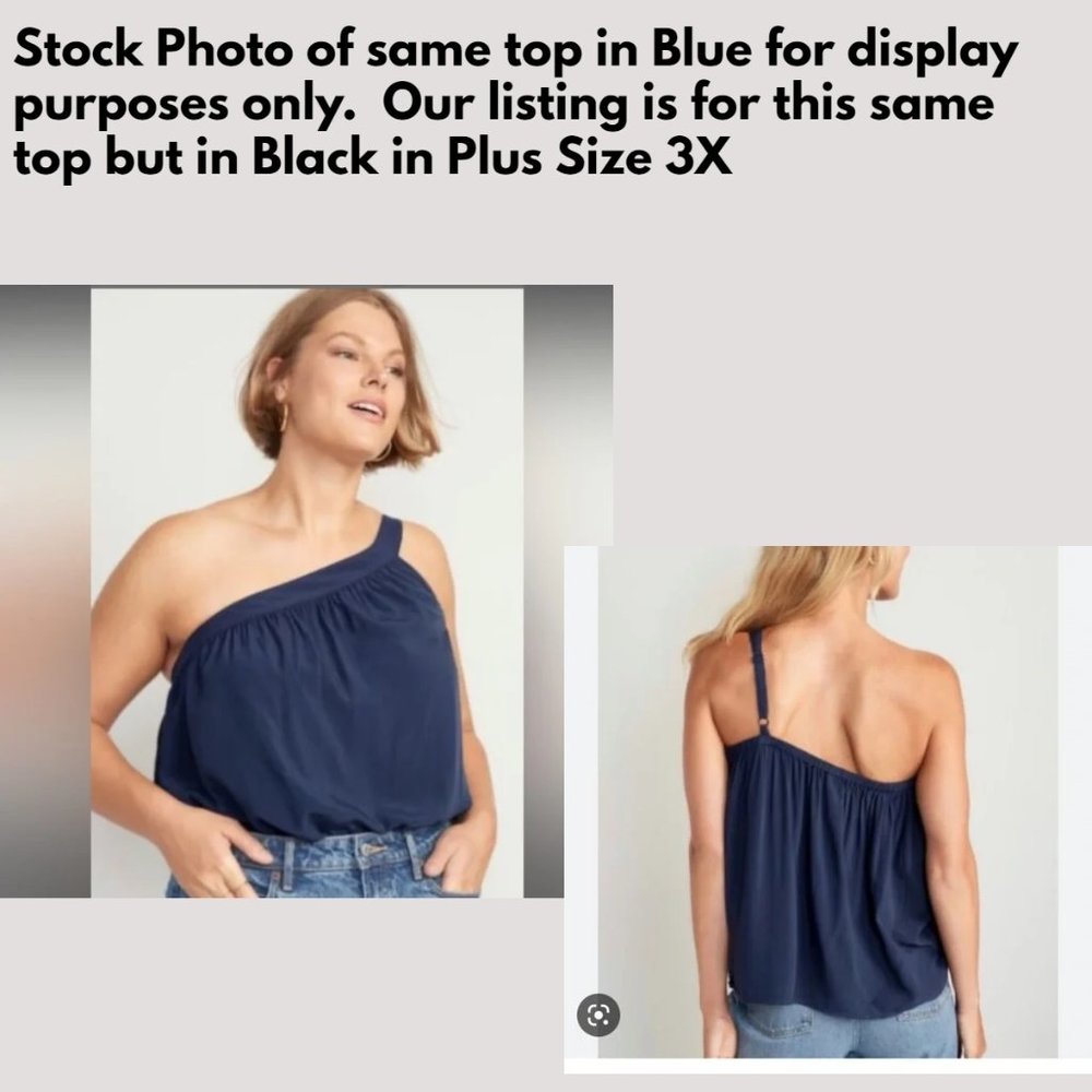 Old Navy Womens Blouse Plus Size 3X Black One Shoulder Asymmetrical Top
